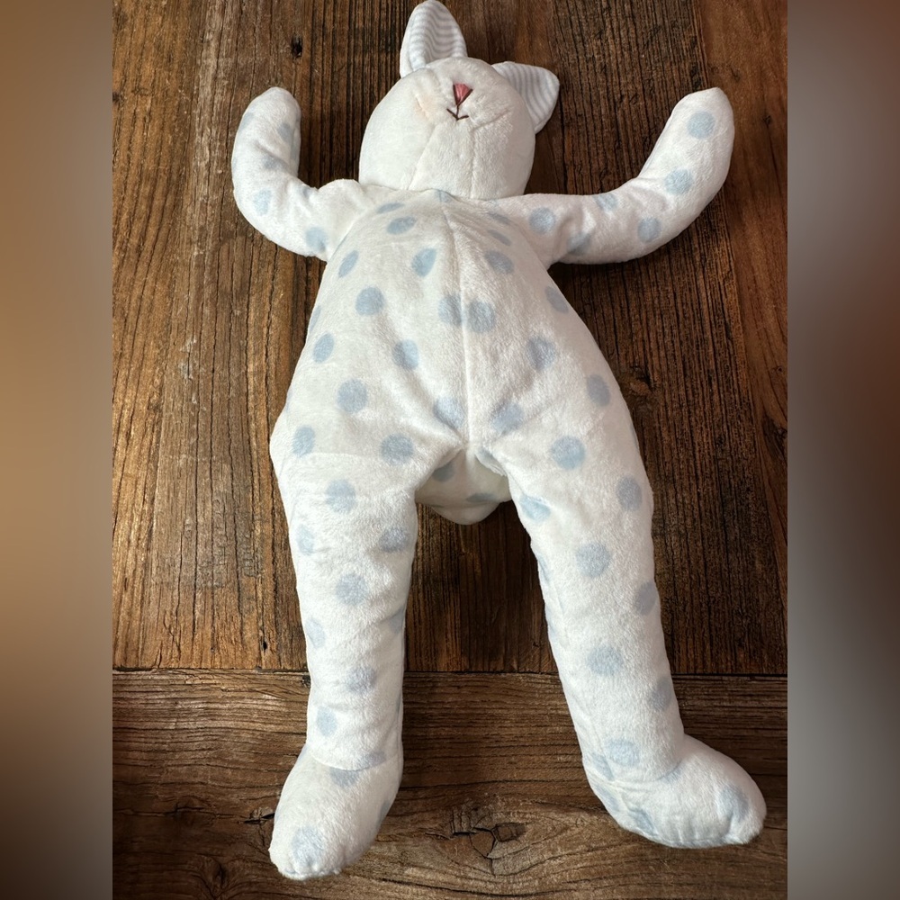 White Plush Bear with Blue Polka Dots